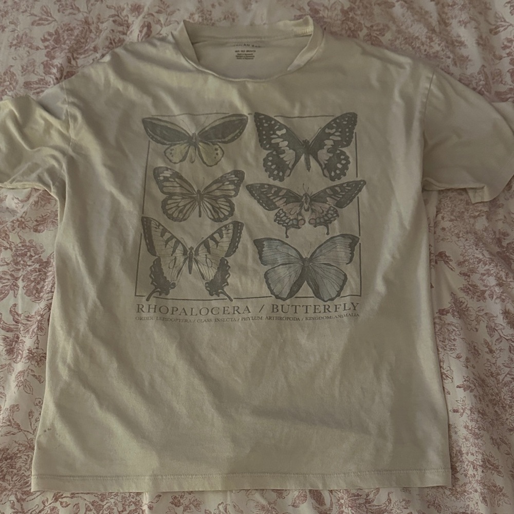 American Eagle Outfitters Butterfly Graphic Tee - Cream